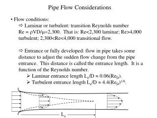 Pipe Flow Considerations