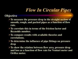 Flow In Circular Pipes