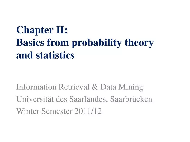 chapter ii basics from probability theory and statistics