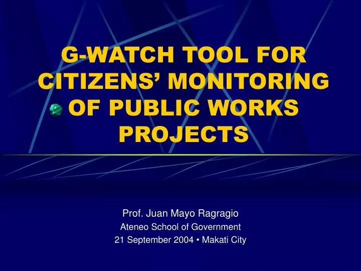 g watch tool for citizens monitoring of public works projects