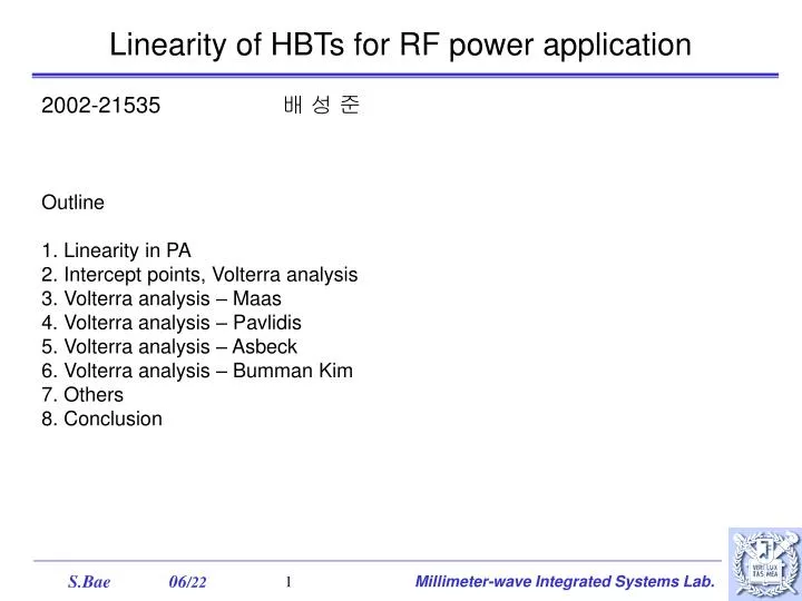 linearity of hbts for rf power application