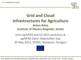 Grid and Cloud Infrastructures for Agriculture Antun Balaz Institute of Physics Belgrade, Serbia