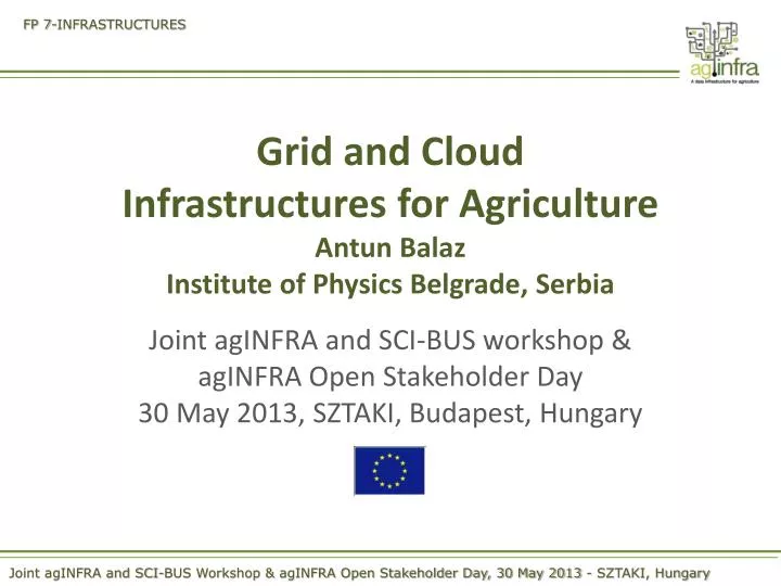 grid and cloud infrastructures for agriculture antun balaz institute of physics belgrade serbia
