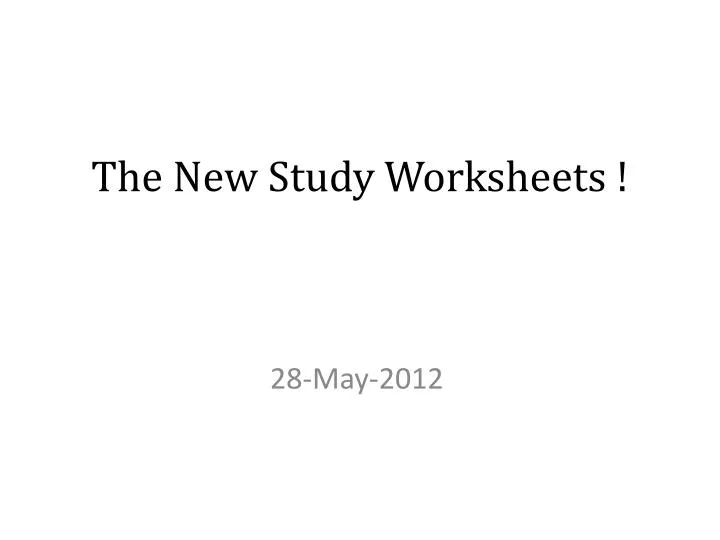 the new study worksheets