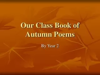 Our Class Book of Autumn Poems
