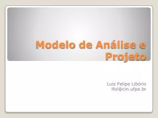 modelo de an lise e projeto