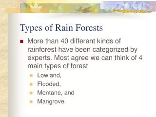 Types of Rain Forests