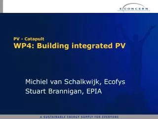 PV - Catapult WP4: Building integrated PV