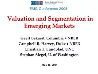 Valuation and Segmentation in Emerging Markets