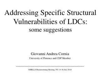 Addressing Specific Structural Vulnerabilities of LDCs: some suggestions