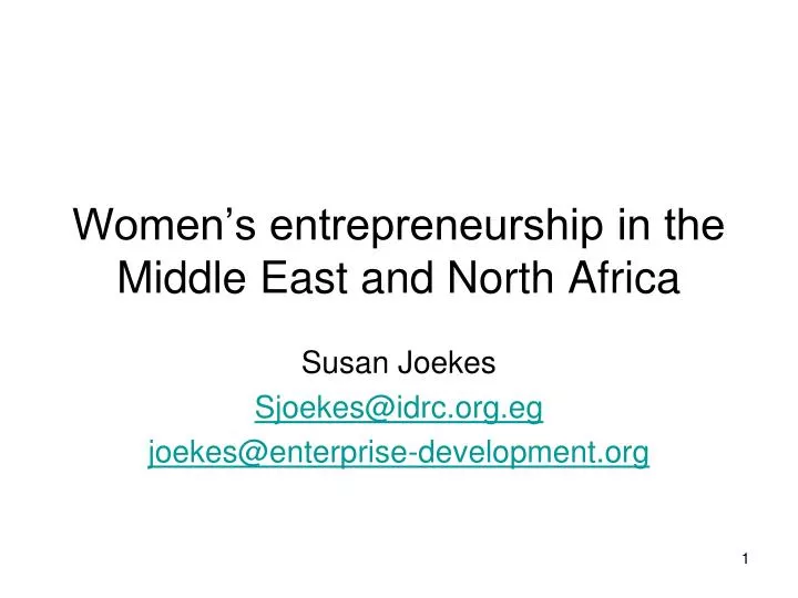women s entrepreneurship in the middle east and north africa