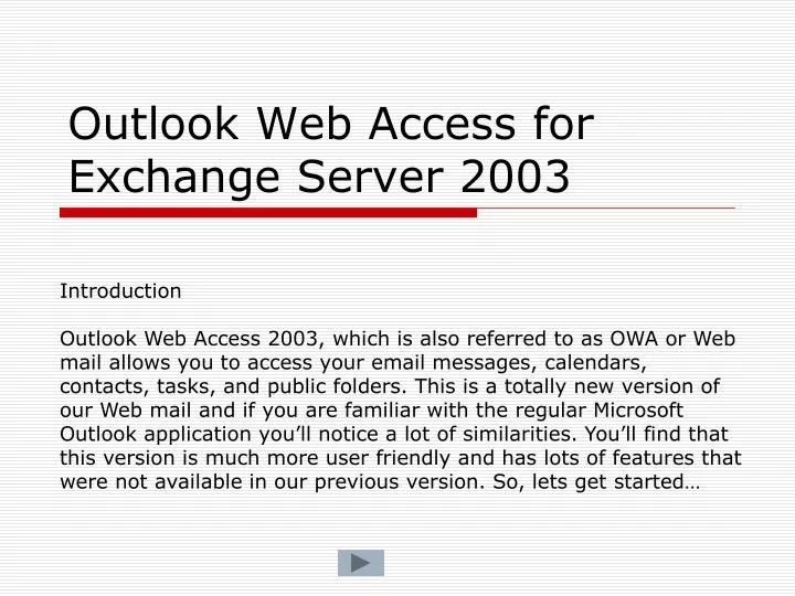 outlook web access for exchange server 2003
