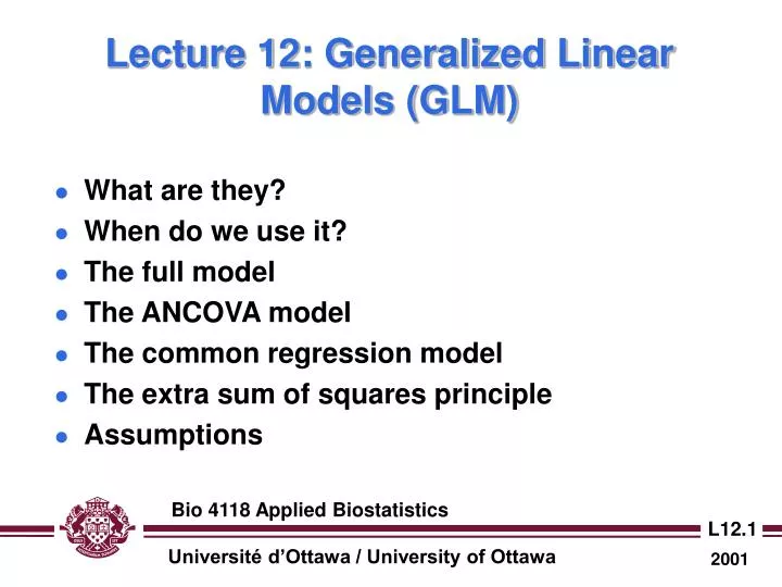 lecture 12 generalized linear models glm