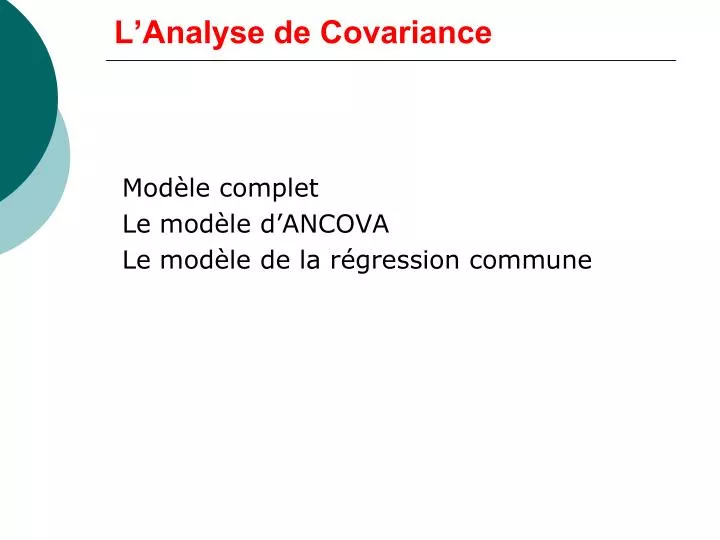 l analyse de covariance