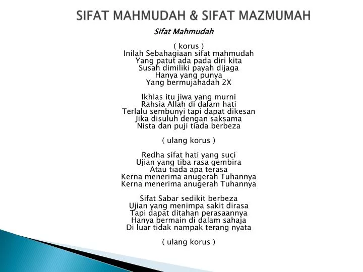 sifat mahmudah sifat mazmumah