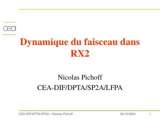 dynamique du faisceau dans rx2