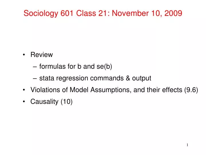 sociology 601 class 21 november 10 2009