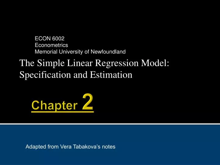 the simple linear regression model specification and estimation