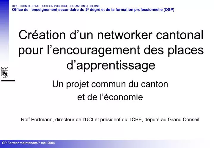 cr ation d un networker cantonal pour l encouragement des places d apprentissage