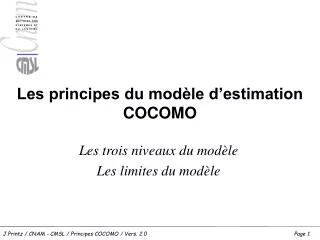 les principes du mod le d estimation cocomo