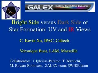 Bright Side versus Dark Side of Star Formation: UV and IR Views