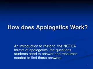 How does Apologetics Work?