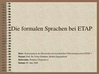 die formalen sprachen bei etap