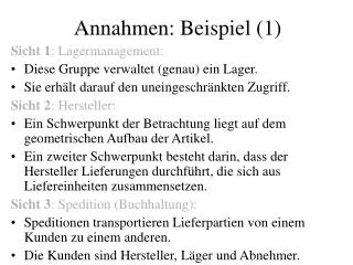 annahmen beispiel 1