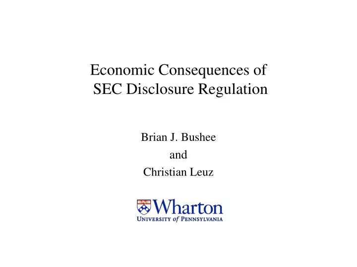 economic consequences of sec disclosure regulation
