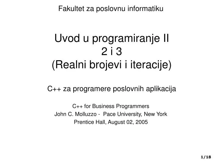 uvod u programiranje ii 2 i 3 realni brojevi i iteracije c za program ere poslovnih aplikacija
