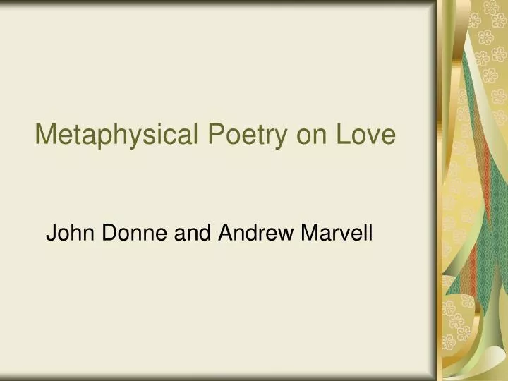 metaphysical poetry on love