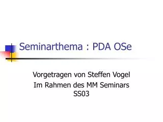 seminarthema pda ose