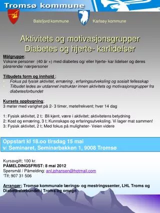 balsfjord kommune karls y kommune aktivitets og motivasjonsgrupper diabetes og hjerte karlidelser