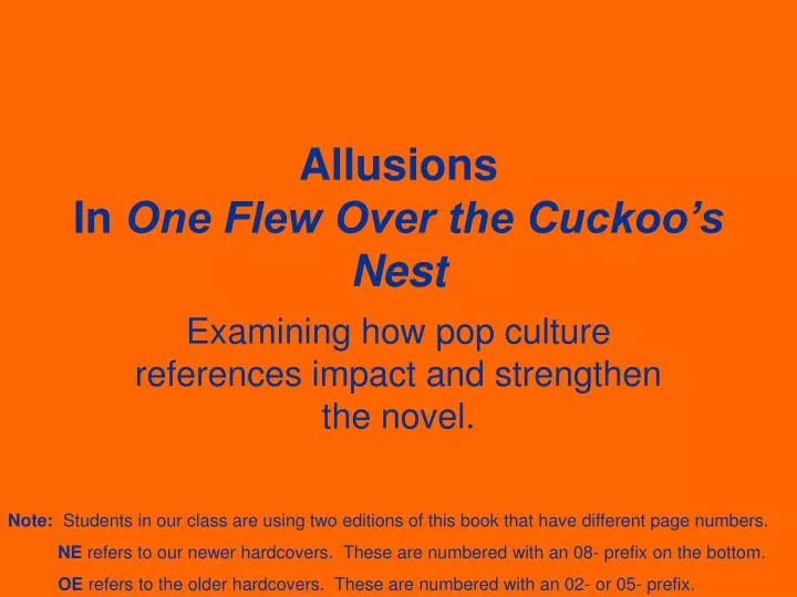 allusions in one flew over the cuckoo s nest