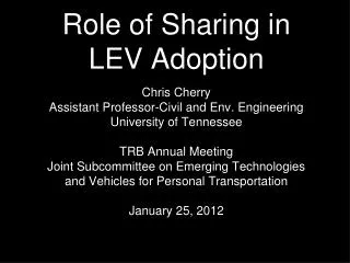 Role of Sharing in LEV Adoption