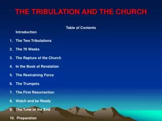 the tribulation and the church
