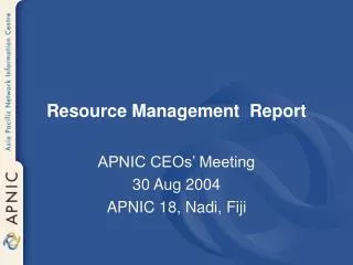 Resource Management Report