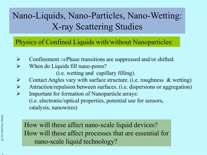 nano liquids nano particles nano wetting x ray scattering studies