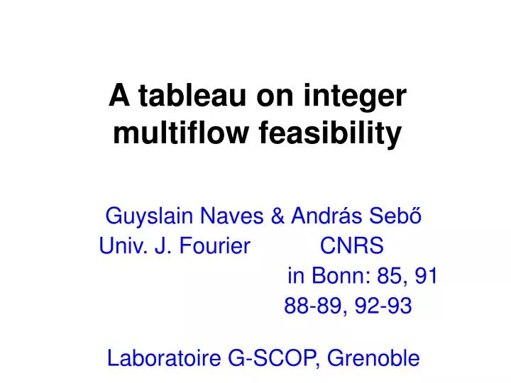 a tableau on integer multiflow feasibility