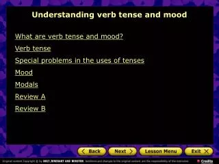 Understanding verb tense and mood