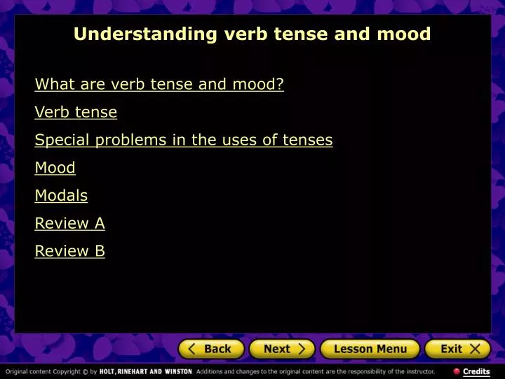 understanding verb tense and mood