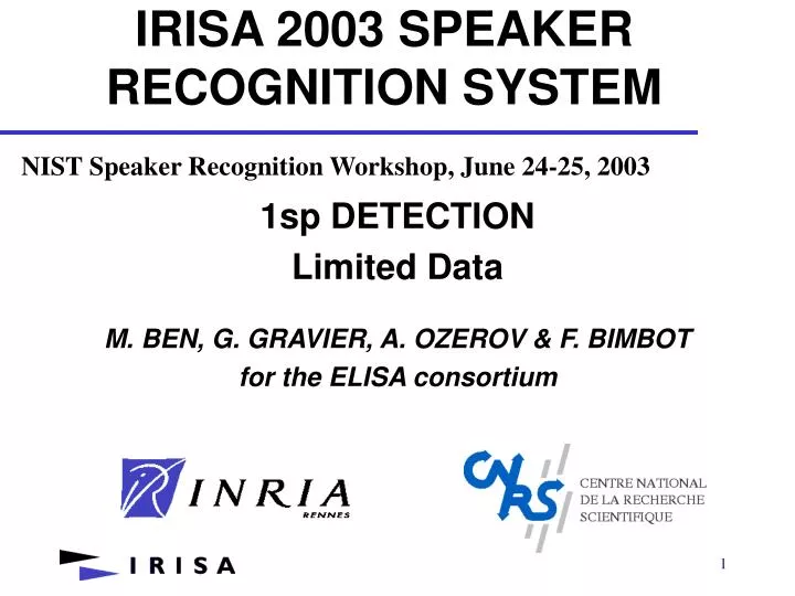 irisa 2003 speaker recognition system