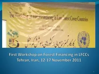 First Workshop on Forest Financing in LFCCs Tehran , Iran, 12-17 November 2011