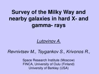Survey of the Milky Way and nearby galaxies in hard X- and gamma- rays