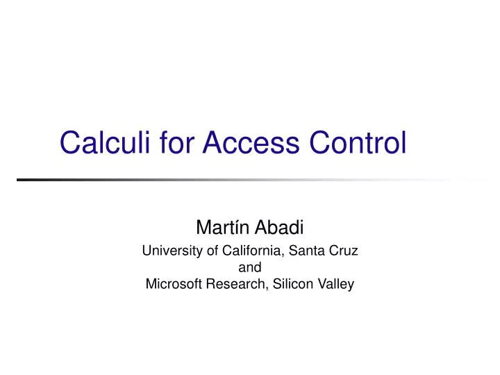 calculi for access control