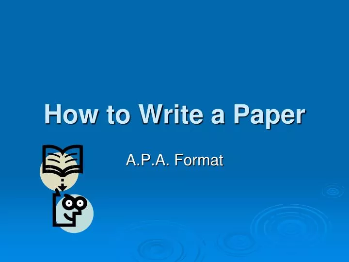 how to write a paper