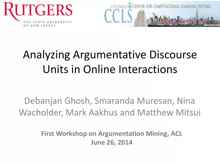 analyzing argumentative discourse units in online interactions