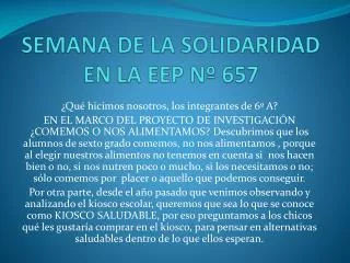 semana de la solidaridad en la eep n 657