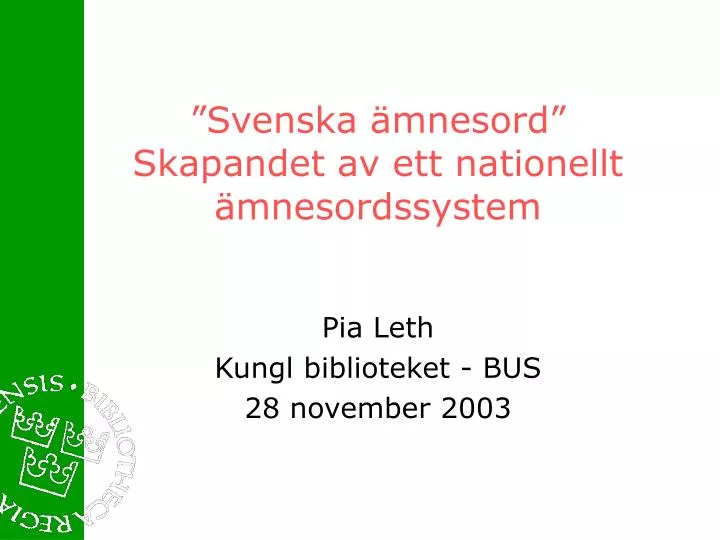 svenska mnesord skapandet av ett nationellt mnesordssystem