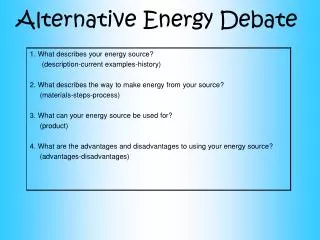 Alternative Energy Debate